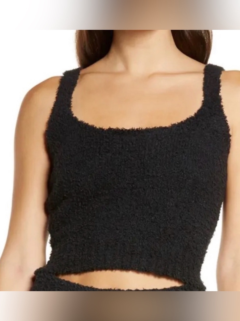 SKIMS Cozy Knit Sherpa Lounge Tank Top Black Size XXS/XS